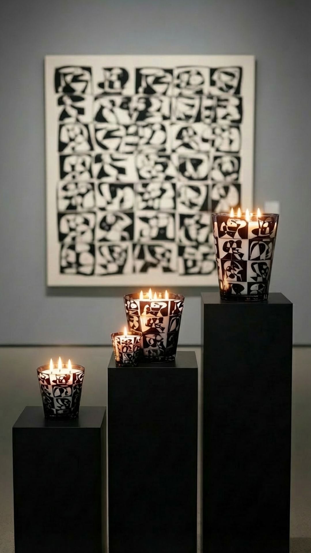 Bougie parfumée en verre Mosaico En Ajedrez - 7,5 cm | 10 cm | 16 cm | 24 cm