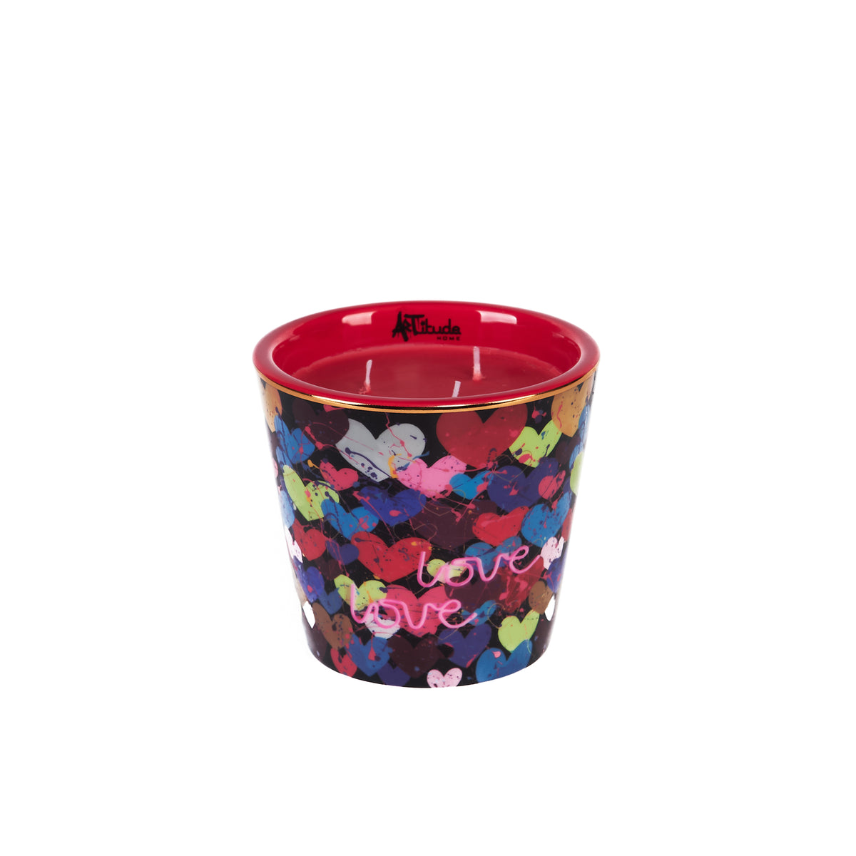Cœurs d'amour | Cassis-Rose-Patchouli | Bougie parfumée en céramique - 10 cm