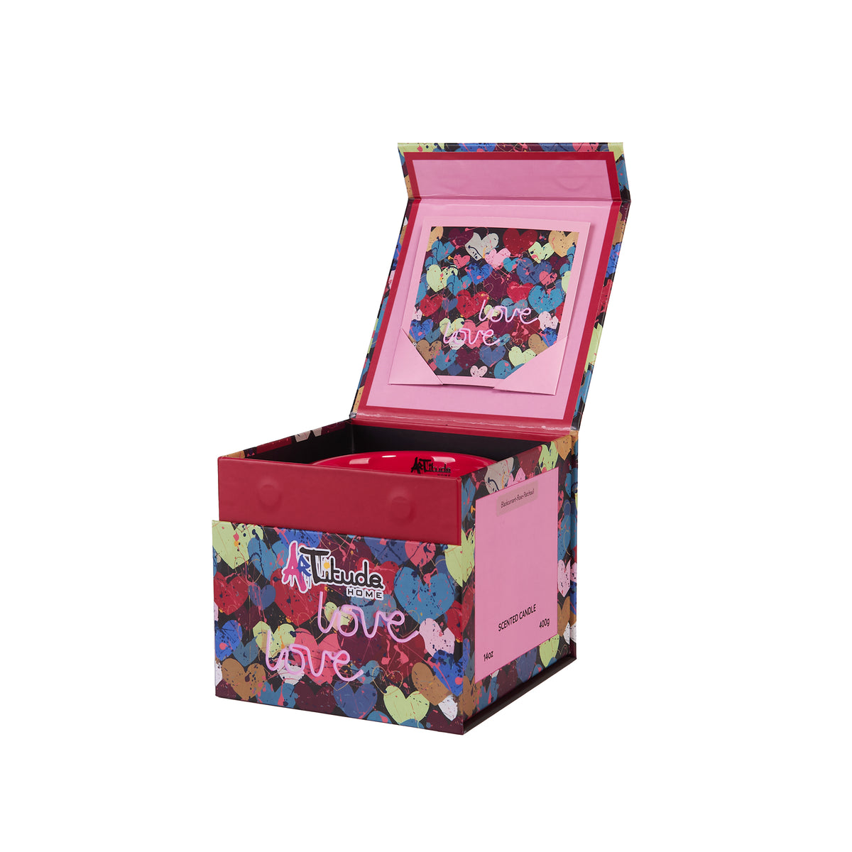 Cœurs d'amour | Cassis-Rose-Patchouli | Bougie parfumée en céramique - 10 cm